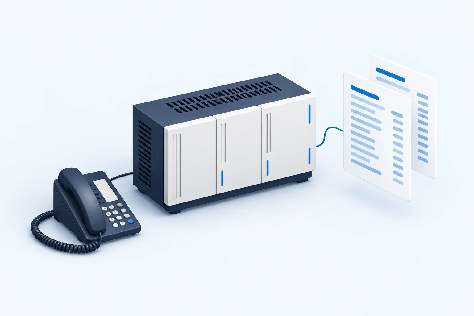 Concept illustration of a office phone system and call records