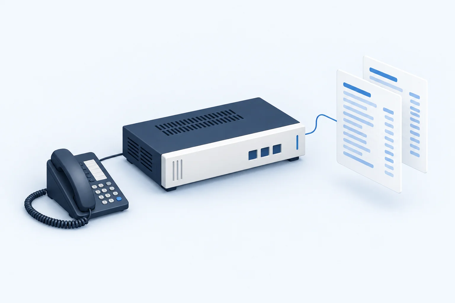 Concept illustration of a voice gateway and call records