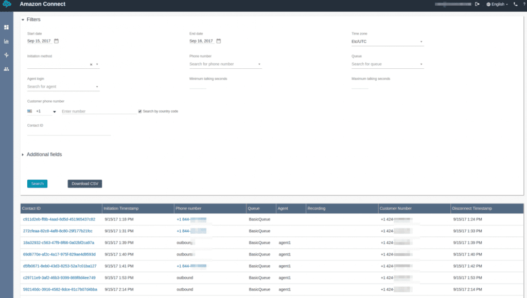 Amazon Connect Contact Search