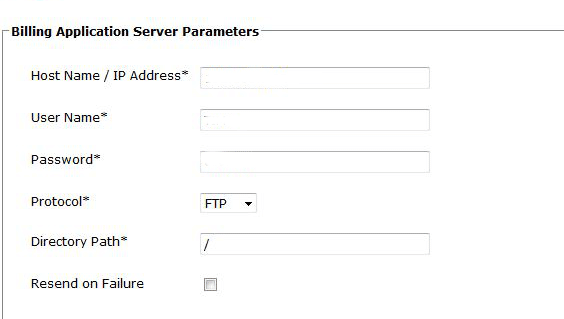 Cisco CDR FTP/SFTP call accounting settings