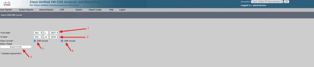 Cisco CDR Export Step 4
